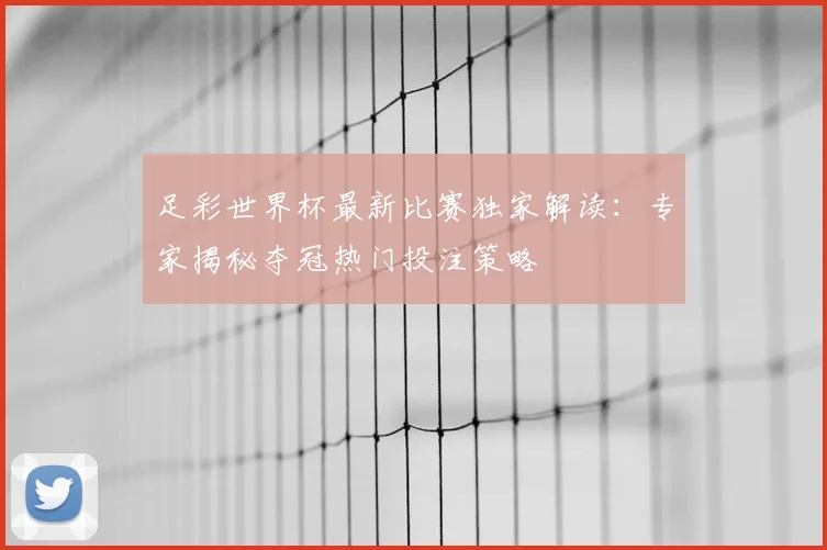 足彩世界杯最新比赛独家解读：专家揭秘夺冠热门投注策略